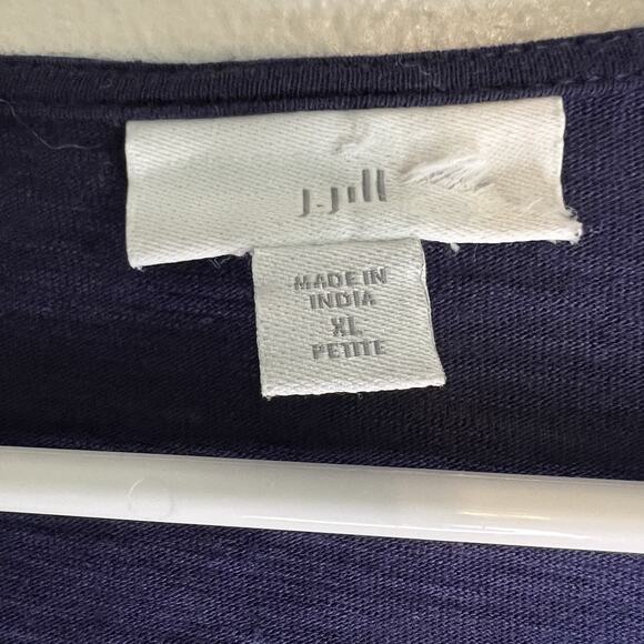 J Jill Womens Navy Blue Embroidered Pullover Shirt Petite Sz XL - Picture 6 of 11
